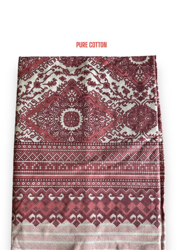 Pure cotton Printed Bedsheets for Double Bed with 2 Pillow covers (90x108 Inches) - Red - Image 4