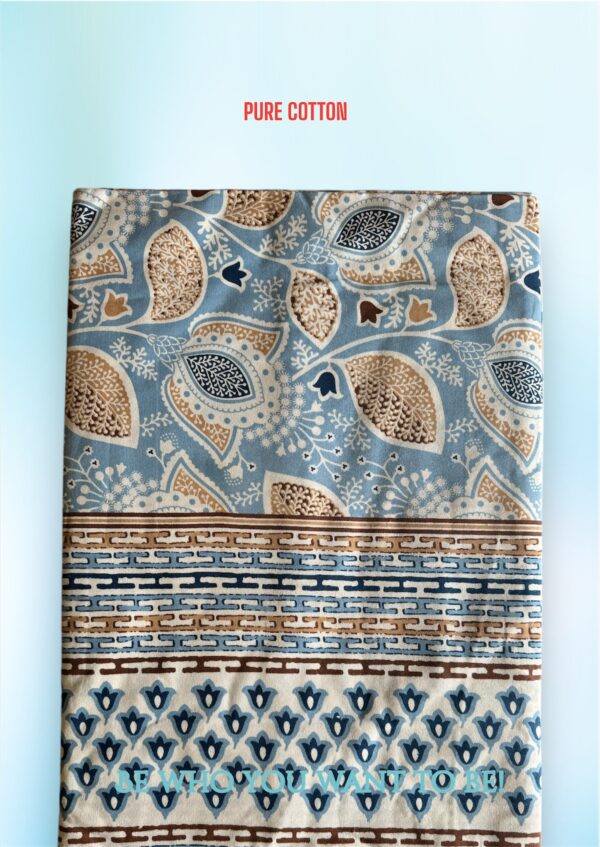 Pure cotton Printed Bedsheets for Double Bed with 2 Pillow covers (90x108 Inches) - Blue - Image 2