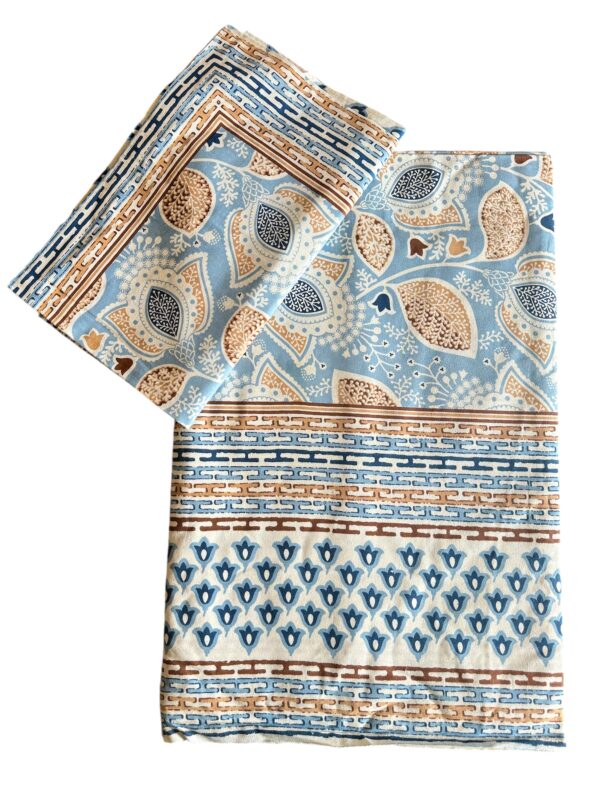 Pure cotton Printed Bedsheets for Double Bed with 2 Pillow covers (90x108 Inches) - Blue - Image 3