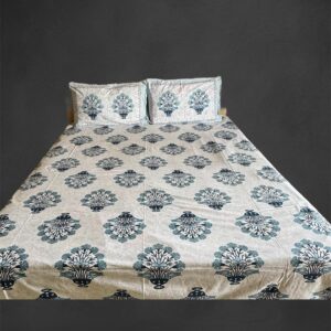 Pure cotton Printed Bedsheets for Double Bed with 2 Pillow covers (90x108 Inches) -White