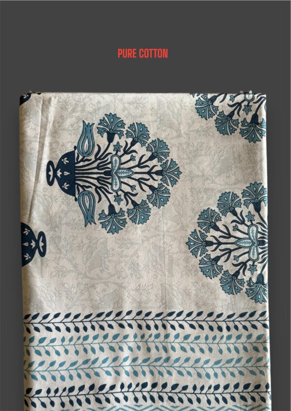 Pure cotton Printed Bedsheets for Double Bed with 2 Pillow covers (90x108 Inches) -White - Image 2