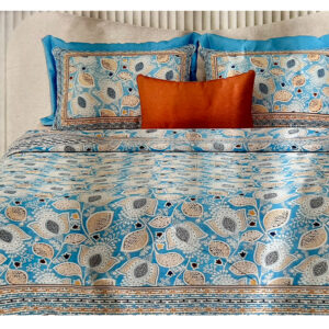 Pure cotton Printed Bedsheets for Double Bed with 2 Pillow covers (90x108 Inches) - Blue
