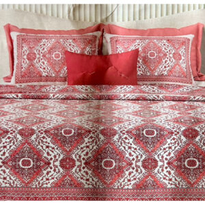 Pure cotton Printed Bedsheets for Double Bed with 2 Pillow covers (90x108 Inches) - Red