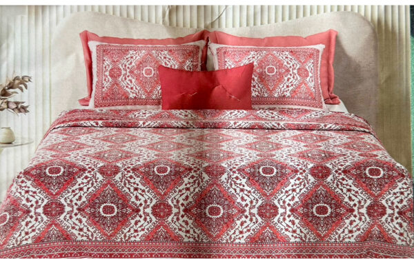 Pure cotton Printed Bedsheets for Double Bed with 2 Pillow covers (90x108 Inches) - Red