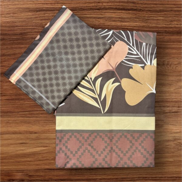 King Size Mercerised Soft Cotton Premium BedSheet  (108 x 108 inches) - Brown Shades - Image 2