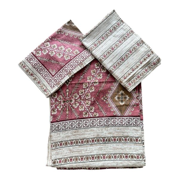 King Size Printed Cotton Premium BedSheet (108 x 108 inches) with 2 Pillow Covers- Rouge Pink - Image 3