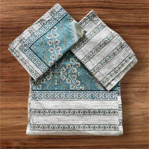 King Size Printed Cotton Premium BedSheet (108 x 108 inches) with 2 Pillow Covers- Blue - Image 2