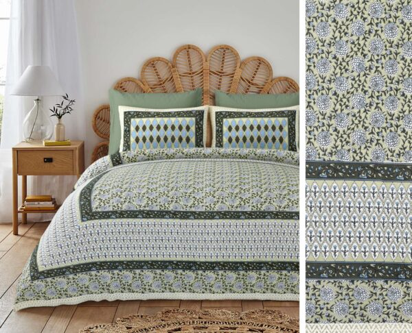 King Size Cotton Premium BedSheet (108 x 108 inches) with 2 Pillow Covers– Green - Image 3