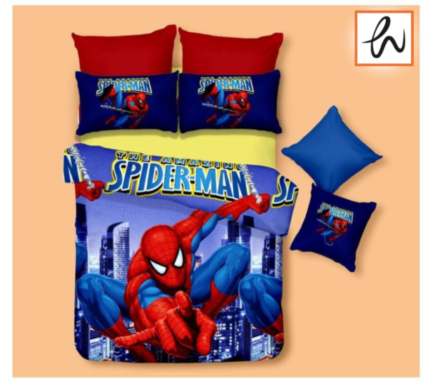 Spiderman Kids' glace cotton Bed Sheet (90x100) with 2 Pillow covers