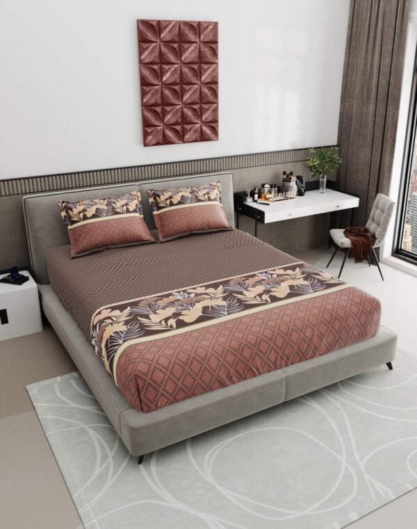 King Size Mercerised Soft Cotton Premium BedSheet  (108 x 108 inches) - Brown Shades