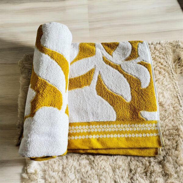 Premium Ultra Soft 100% Cotton Bath Towel, 75 x 145 cms, Mustard Yellow, 600 GSM - Image 3