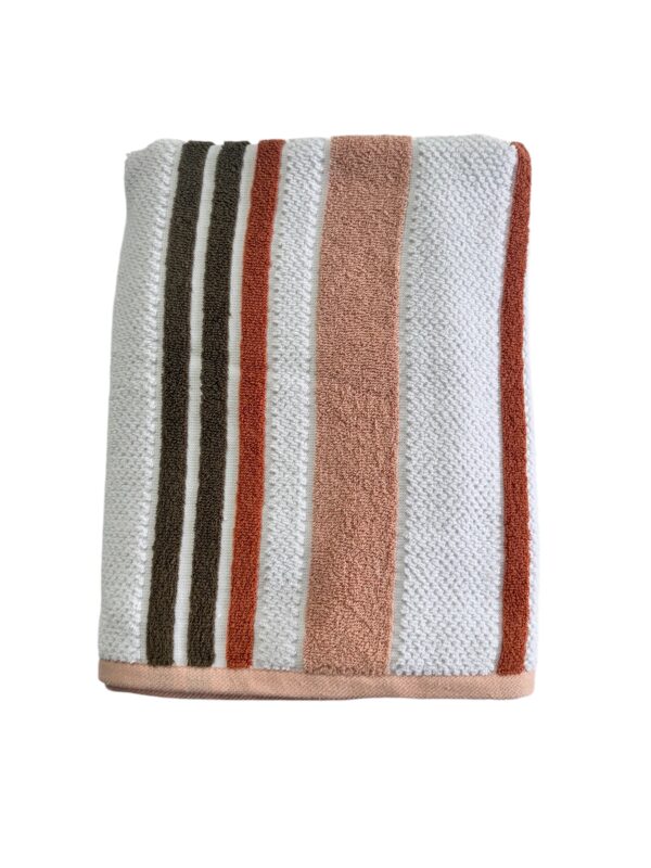 Super Premium Turkish Bath Towels, 600 GSM, 75x145 cm, Very Soft, White with Orange Stripes - Image 4