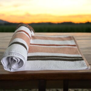 Super Premium Turkish Bath Towels, 600 GSM, 75x145 cm, Very Soft, White with Orange Stripes