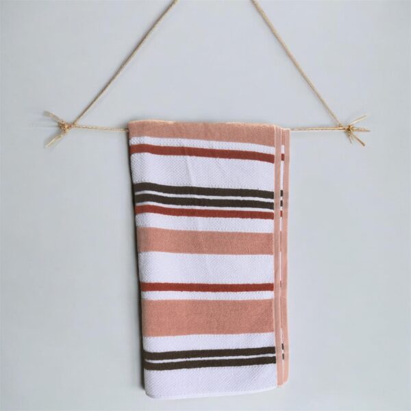 Super Premium Turkish Bath Towels, 600 GSM, 75x145 cm, Very Soft, White with Orange Stripes - Image 2