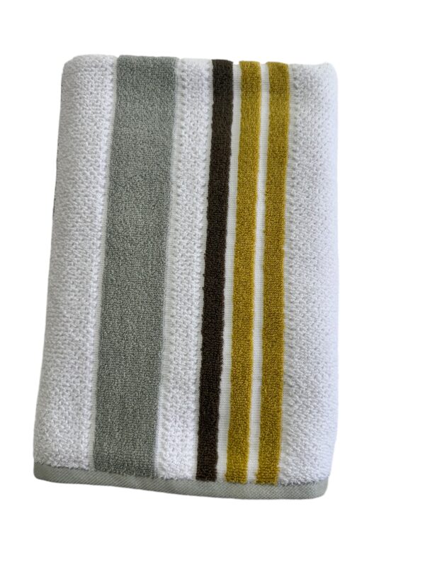 Super Premium Turkish Bath Towels, 600 GSM, 75x145 cm, Very Soft, White with Grey Stripes - Image 3