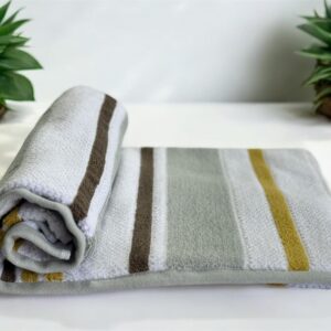 Super Premium Turkish Bath Towels, 600 GSM, 75x145 cm, Very Soft, White with Grey Stripes