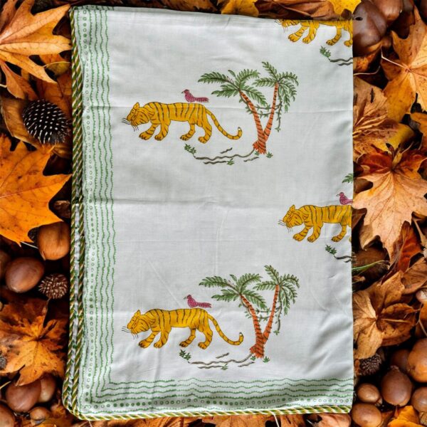 Cozy Comfort & Soft 60x90 Inch Block Print Dohar in Malmal Cotton for Baby- Tiger Print - Image 2