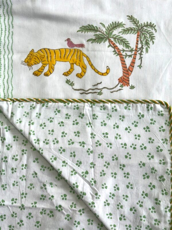 Cozy Comfort & Soft 60x90 Inch Block Print Dohar in Malmal Cotton for Baby- Tiger Print - Image 3
