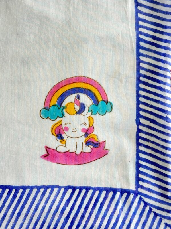 Cozy Comfort & Soft 60x90 Inch Block Print Dohar in Malmal Cotton for Baby- Baby Unicorn Print - Image 4