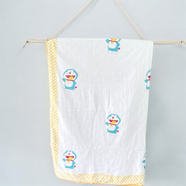 Cozy Comfort & Soft 60x90 Inch Block Print Dohar in Malmal Cotton for Baby- Doraemon Print