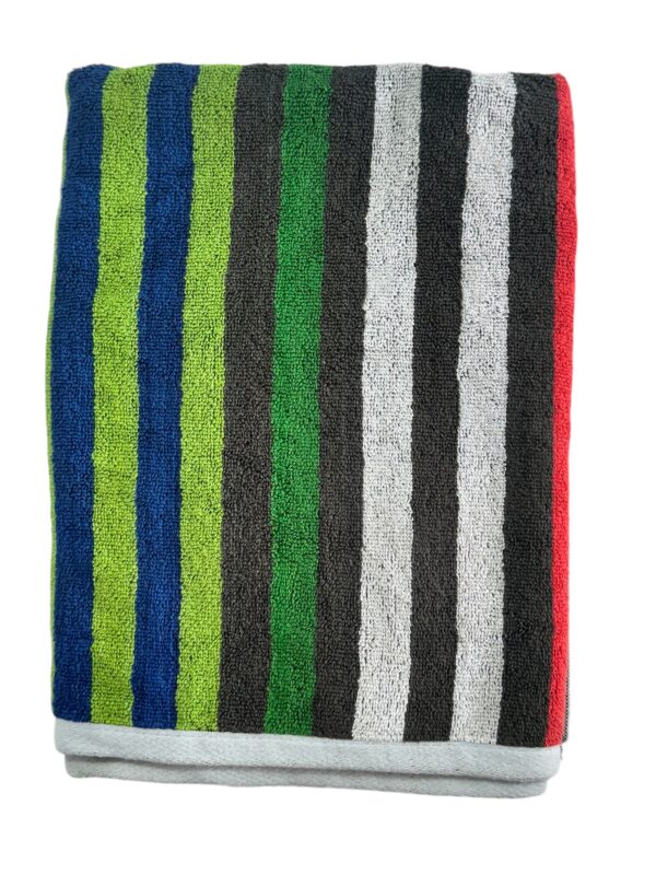 Vibrant Multi-Color Stripe Towel, Soft, Absorbent, 400 GSM, 40x175 cms (Red) - Image 3