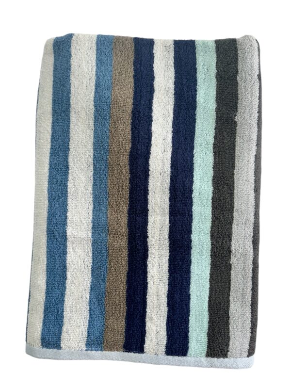 Vibrant Multi-Color Stripe Towel, Soft, Absorbent, 400 GSM, 40x175 cms (Grey) - Image 4