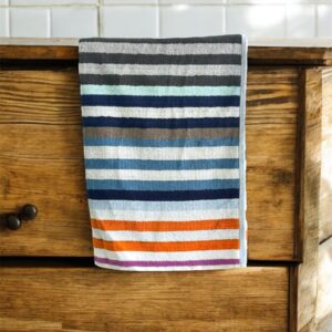 Vibrant Multi-Color Stripe Towel, Soft, Absorbent, 400 GSM, 40x175 cms (Grey)