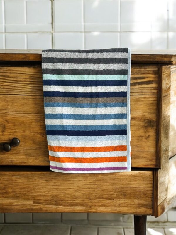 Vibrant Multi-Color Stripe Towel, Soft, Absorbent, 400 GSM, 40x175 cms (Grey)