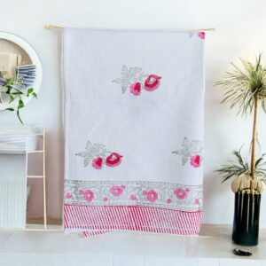 Bath Towel Pure Cotton Beautiful Hand Block Printed Waffle Fabric | Bath Towel for Men/Women | Bathroom Towel | 30x60 Inches