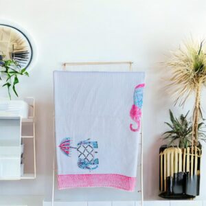 Bath Towel Pure Cotton Beautiful Hand Block Printed Waffle Fabric | Bath Towel for Men/Women | Bathroom Towel | 30x60 Inches