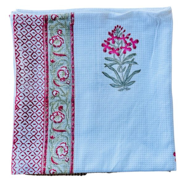 Bath Towel Pure Cotton Beautiful Hand Block Printed Waffle Fabric Maroon Border | Bath Towel for Men/Women | Bathroom Towel | 30x60 Inches - Image 4