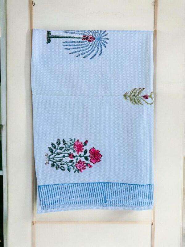 Bath Towel Pure Cotton Beautiful Hand Block Printed Waffle Fabric Floral | Bath Towel for Men/Women | Bathroom Towel | 30x60 Inches - Image 5