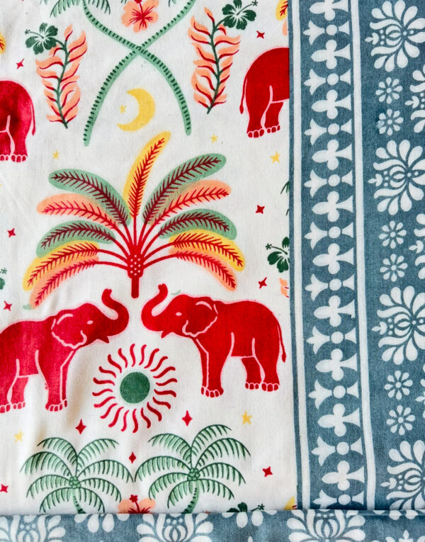 Pure Cotton Desert Elephant Print Double Bed Bedsheet Set, 93x108 cm, with 2 Pillow Covers - Image 9