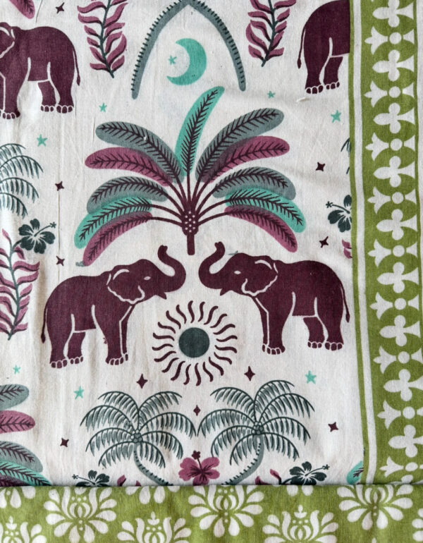 Pure Cotton Desert Elephant Print Double Bed Bedsheet Set, 93x108 cm, with 2 Pillow Covers - Image 10