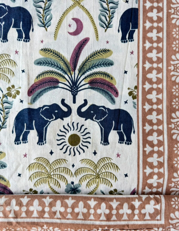 Pure Cotton Desert Elephant Print Double Bed Bedsheet Set, 93x108 cm, with 2 Pillow Covers - Image 11