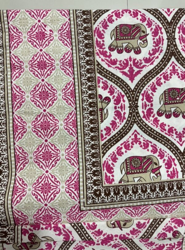 Jaipuri Cotton Elephant Print Double Bedsheet with 2 Pillow Covers, 93x108 Inches - Image 9