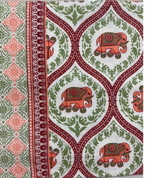 Jaipuri Cotton Elephant Print Double Bedsheet with 2 Pillow Covers, 93x108 Inches - Image 8