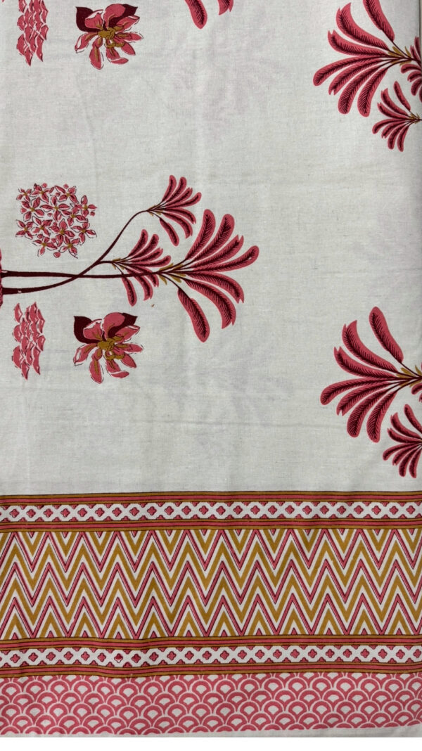Floral Print Cotton Bedsheet Set with 2 Pillow Covers, King Size (108x108 inch), White and Red - Image 3