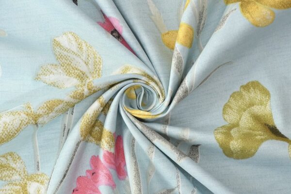 Floral Print Fitted Double Bed Sheet Set with 2 Pillow Covers, 72x78x12 Inches , Blue - Image 2