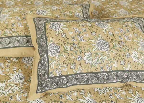 Pure Cotton Floral Print Bedsheet with 2 Pillow Covers Set for Double Bed, 90x108 inches (Green) - Image 7