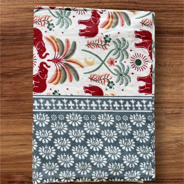 Pure Cotton Desert Elephant Print Double Bed Bedsheet Set, 93x108 cm, with 2 Pillow Covers - Image 5