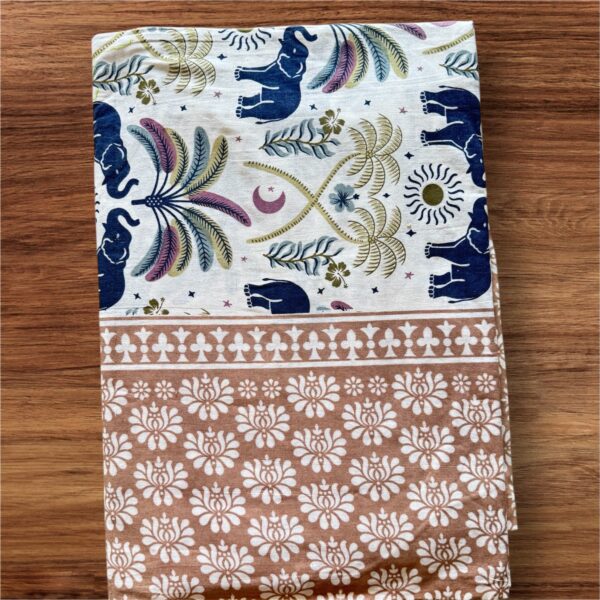 Pure Cotton Desert Elephant Print Double Bed Bedsheet Set, 93x108 cm, with 2 Pillow Covers - Image 7