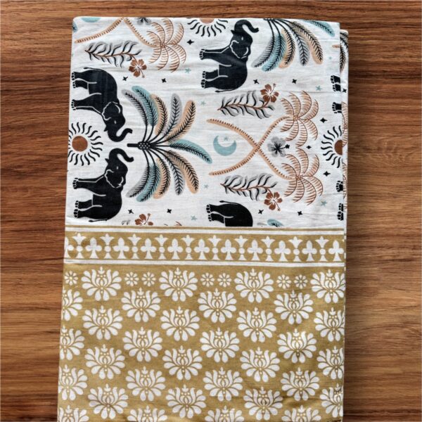 Pure Cotton Desert Elephant Print Double Bed Bedsheet Set, 93x108 cm, with 2 Pillow Covers - Image 8