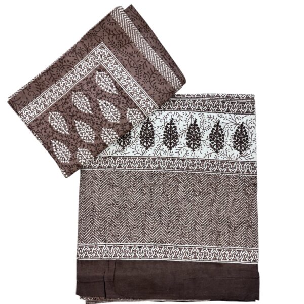 100% Cotton Bedsheet Set with Leaf Pattern, King Size (108x108 inch) with 2 Pillow Covers - Image 4