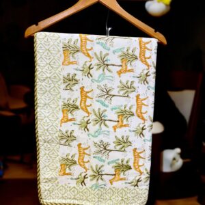 Cozy Comfort & Soft 60x90 Inch Block Print Dohar in Malmal Cotton with Jungle print