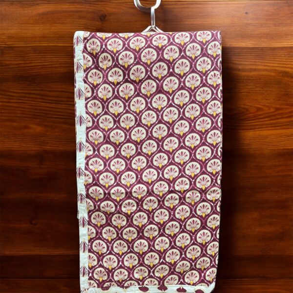 Reversible Soft Cotton Dohar Set for Single Bed, 90x60 Inches, Burgundy-White Floral Print, 2 Pieces