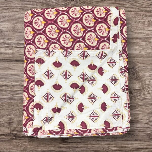 Reversible Soft Cotton Dohar Set for Single Bed, 90x60 Inches, Burgundy-White Floral Print, 2 Pieces - Image 2