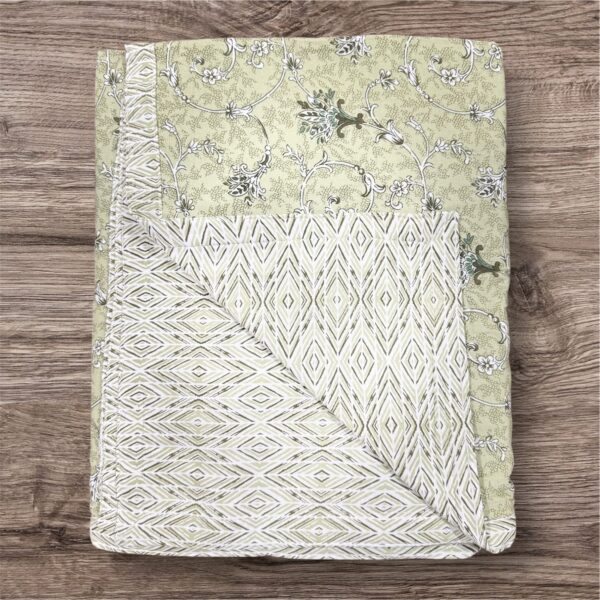 Pure Soft Cotton Reversible Pair of Single Bed AC Dohar (Luxurious Design & Prints) 90x60 Inches -Mint - Image 2