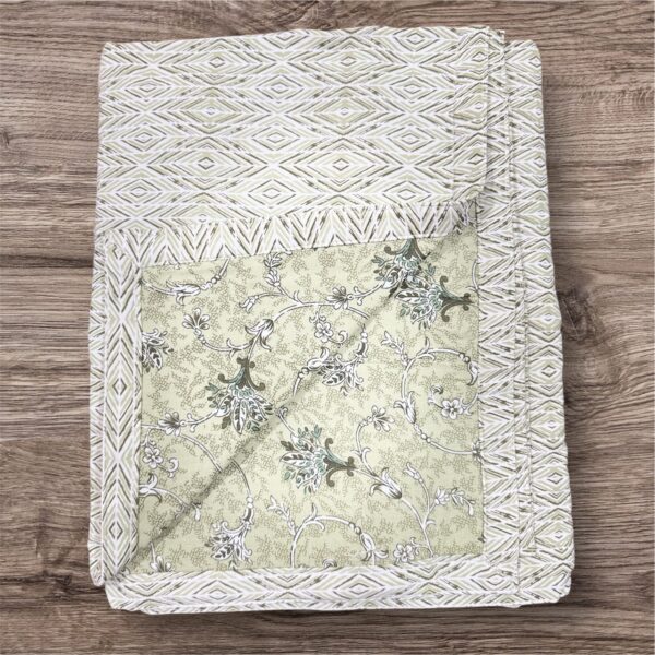 Pure Soft Cotton Reversible Pair of Single Bed AC Dohar (Luxurious Design & Prints) 90x60 Inches -Mint - Image 3