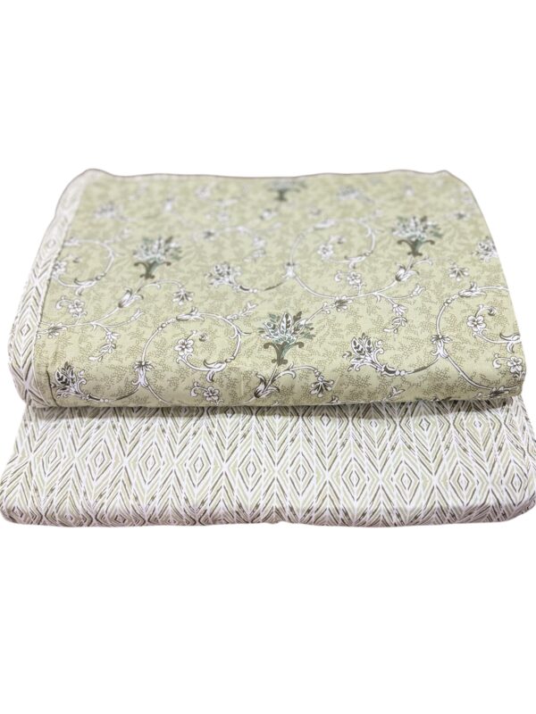 Pure Soft Cotton Reversible Pair of Single Bed AC Dohar (Luxurious Design & Prints) 90x60 Inches -Mint - Image 4